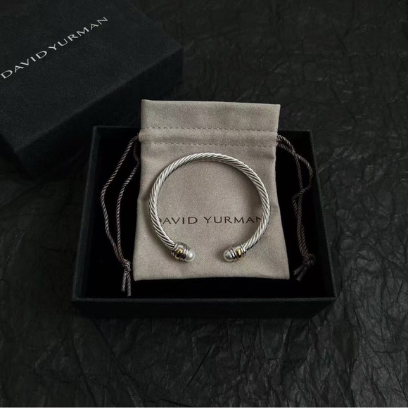 David Yurman Silver and Gold Cable Cuff - Picture 3 of 4